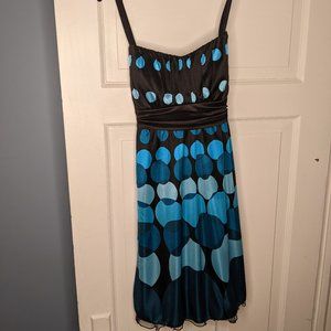 Dress Barn Black Dress with Blue Circles - Perfect for Summer Days and Nights
